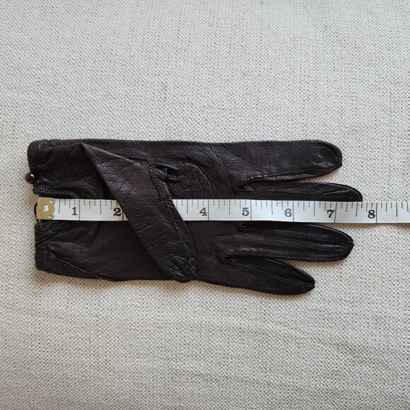 Vintage Chocolate Brown Leather Gloves – S - Picture 6 of 7